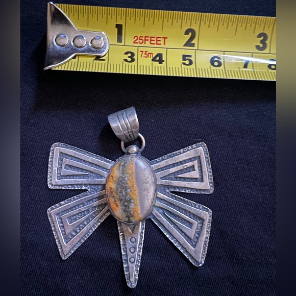 Zuni/Navajo Sterling Dragonfly Pendant w/ Bumblebee Stone - Picture 3 of 3